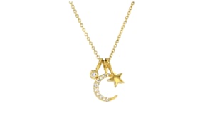 .12 ct. t.w. Lab-Grown Diamond Celestial Charm Necklace in 18kt Gold Over Sterling