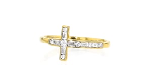 .15 ct. t.w. Lab-Grown Diamond Sideways Cross Ring in 18kt Gold Over Sterling
