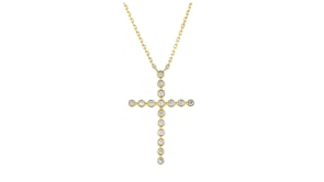 .20 ct. t.w. Bezel-Set Lab-Grown Diamond Cross Necklace in 18kt Gold Over Sterling