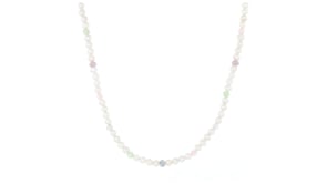3.5mm Cultured Pearl and 3.40 ct. t.w. Multi-Gemstone Bead Necklace with 18kt Gold Over Sterling