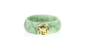 Jade Good Fortune Ring with 18kt Gold Over Sterling
