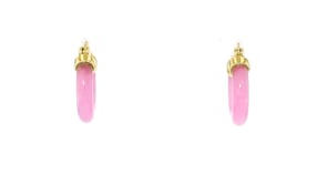 Pink Jade Hoop Earrings in 18kt Gold Over Sterling