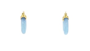 Blue Jade Hoop Earrings in 18kt Gold Over Sterling