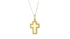 Italian 10kt Yellow Gold Beaded Cross Pendant