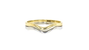 Italian 10kt Two-Tone Gold Jewelry Set: Two Wave Rings