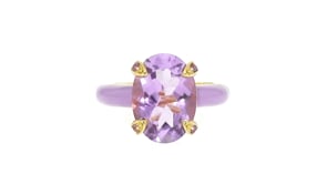 5.00 Carat Amethyst Ring with Amethyst and Pastel Purple Enamel in 18kt Gold Over Sterling