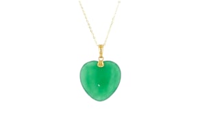 Jade Heart Pendant in 10kt Yellow Gold