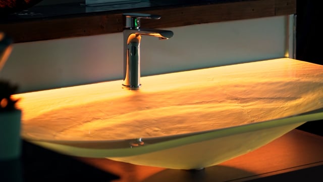 Glaswaschtische sandgestrahlt mit COB Beleuchtung