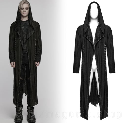 ⌯*⌯様 BPN Distressed Witchy Gothic Cardig Void Witcher Men's Post Apocalyptic Cardigan - Punk Rave