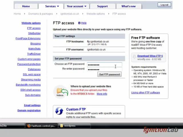 Installing Wordpress with a Fasthosts account. on Vimeo