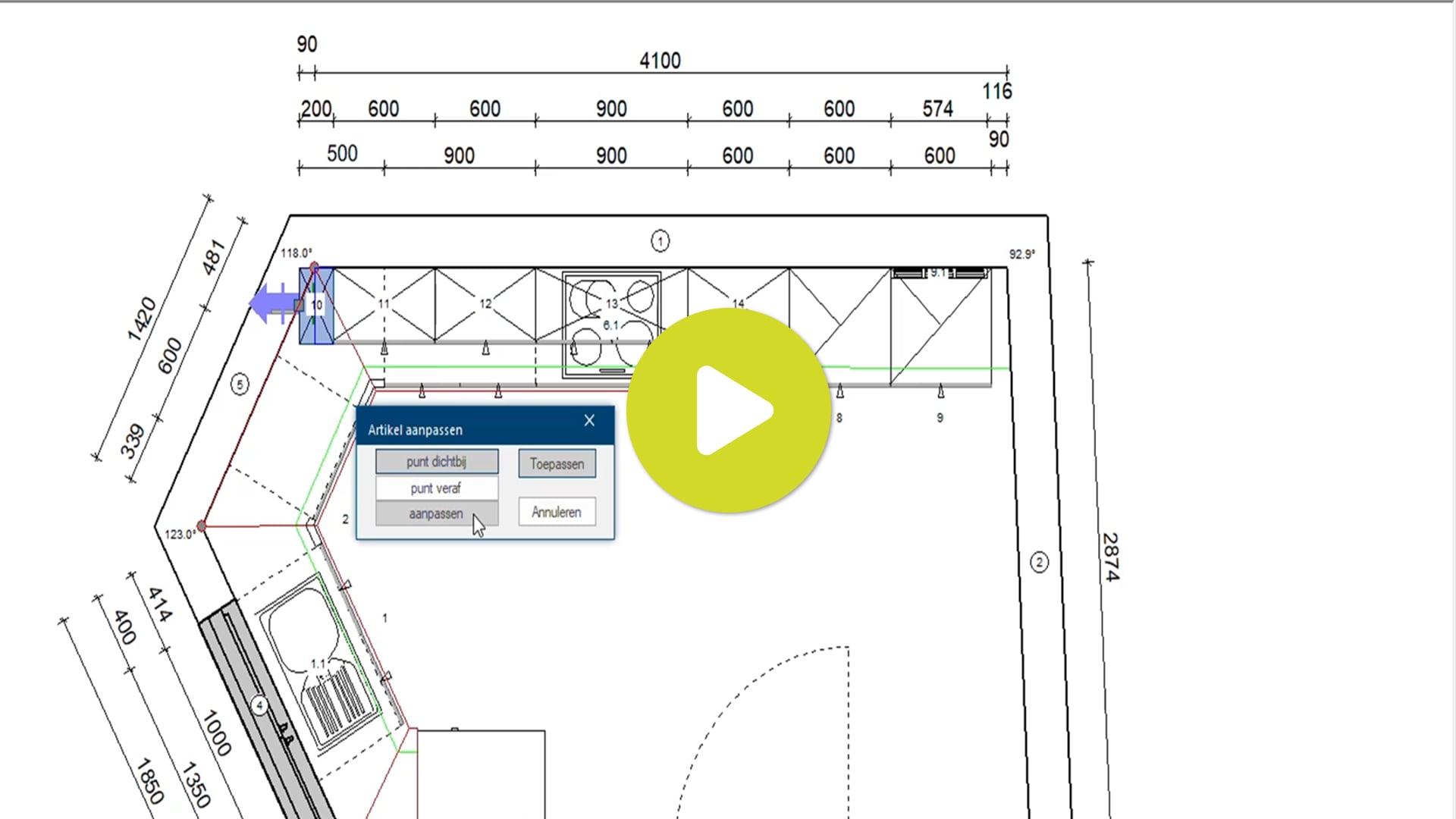 De functie: aanpassen