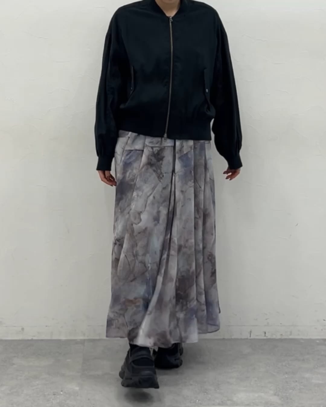 選べる着丈・WEB一部店舗限定】ニュアンスプリントフレアスカート