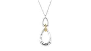 Gabriel Designs Sterling Silver Teardrop Pendant Necklace with 14kt Yellow Gold