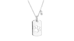 Gabriel Designs Sterling Silver Paw Print Dog Tag Necklace