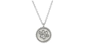 Gabriel Designs Sterling Silver Paw Print Pendant Necklace with Diamonds