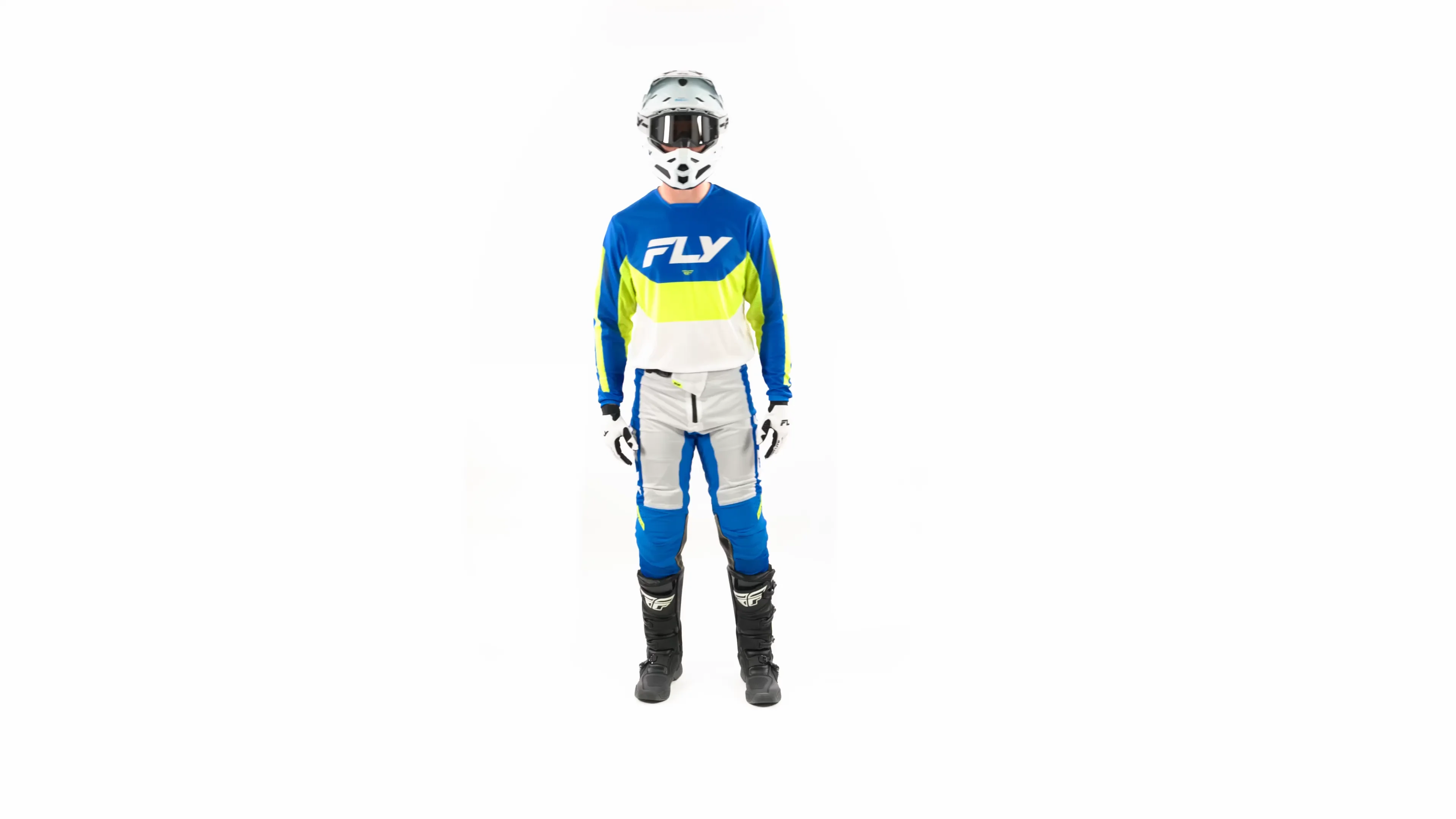 Moto - Men's - Gear Lines - Kinetic Mesh Blue|White|Hi-Vis - FLY