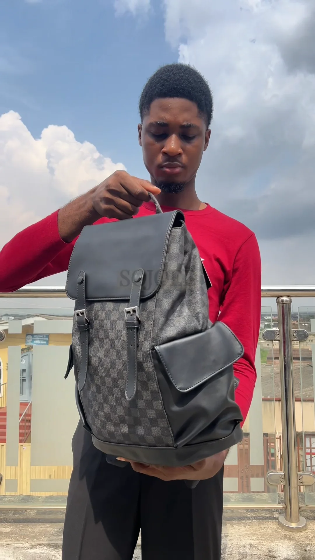 large louis vuitton backpack Outfit Lv Bag Men Outfit Louis Vuitton Backpack Men Men's Large Capacity PU  Leather Checkered Backpack