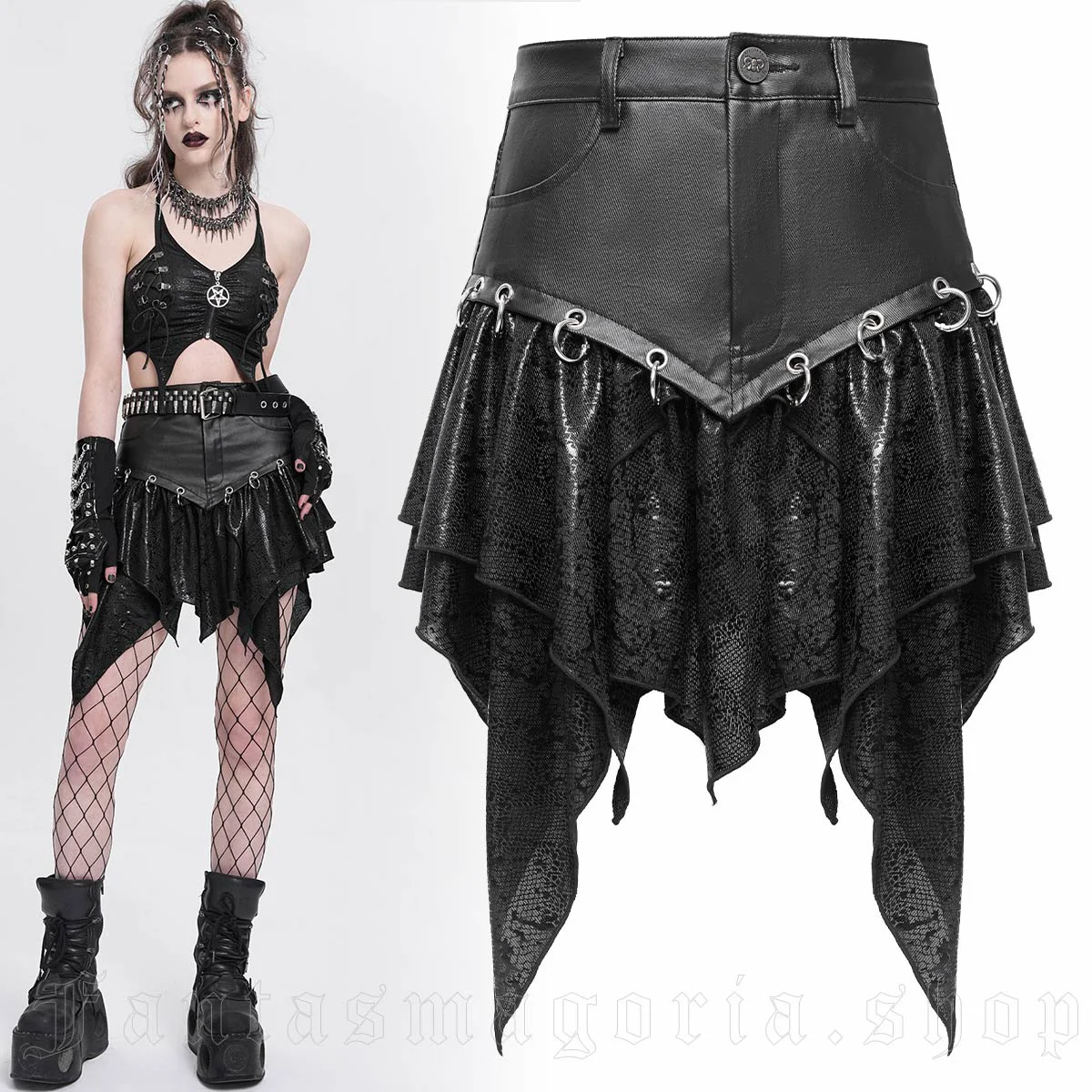 Snake Bite Layered Mini Skirt - Devil Fashion