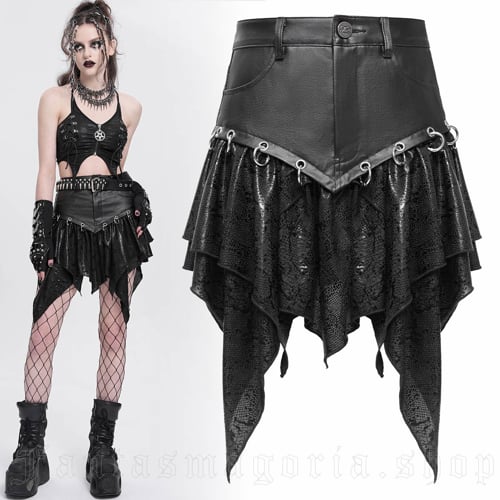Snake Bite Layered Mini Skirt - Devil Fashion