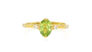 .80 Carat Peridot Ring with Diamonds in 18kt Gold Over Sterling