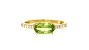 1.10 Carat Peridot Ring with .13 ct. t.w. Diamonds in 18kt Gold Over Sterling