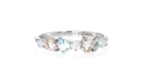 Opal and .47 ct. t.w. Pastel Multi-Gemstone Ring in Sterling Silver