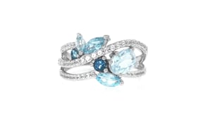 1.99 ct. t.w. White and Tonal Blue Topaz Highway Ring in Sterling Silver