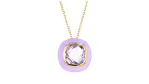 3.70 Carat Amethyst Pendant Necklace with Pastel Purple Enamel in 18kt Gold Over Sterling