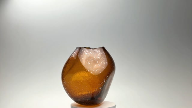 Vaso Baixo Roca com bolhas Marrom