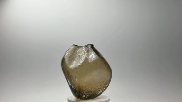 Vaso  Baixo Roca com bolhas Fumê