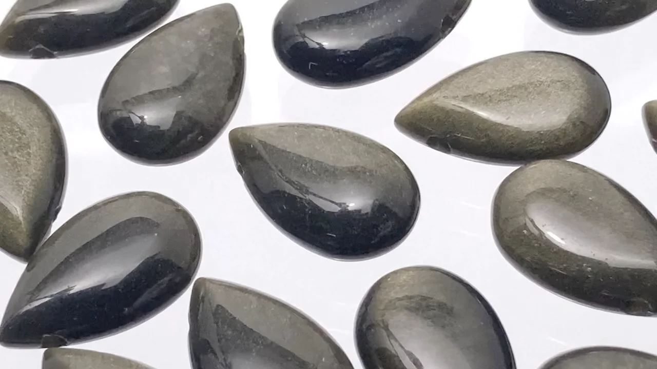 ゴールデンオブシディアン 穴あきペアシェイプ(プレーン)20×12mm 2個