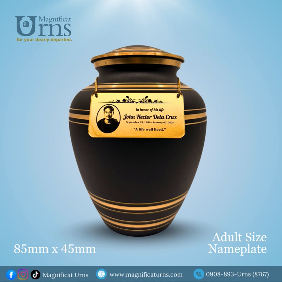 Magnificat Urns nameplate