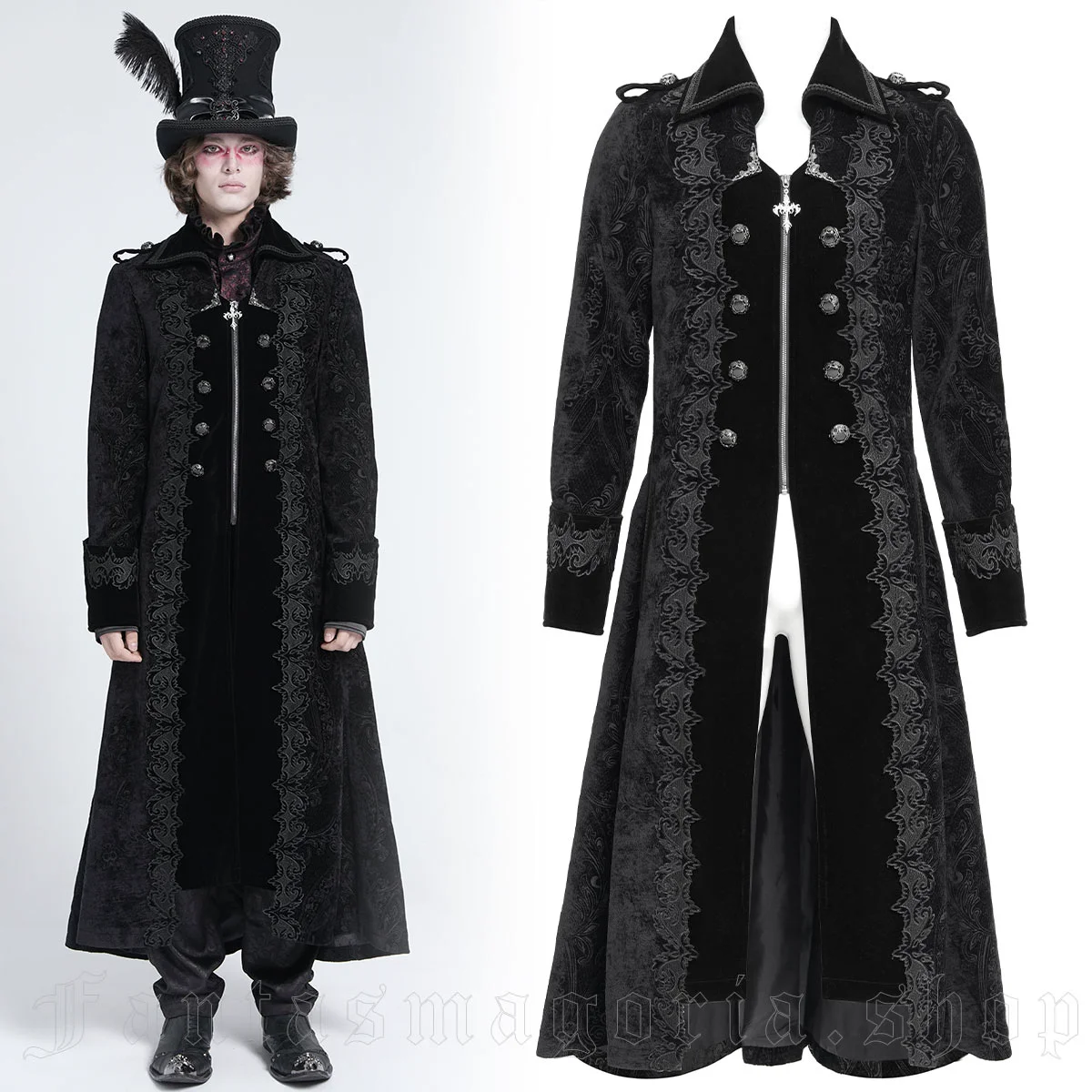 Raphaelite Black Velvet Coat - Devil Fashion