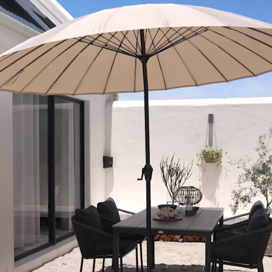 LAMMEHAVE Red Patio Umbrella with Tilt and Hand Crank