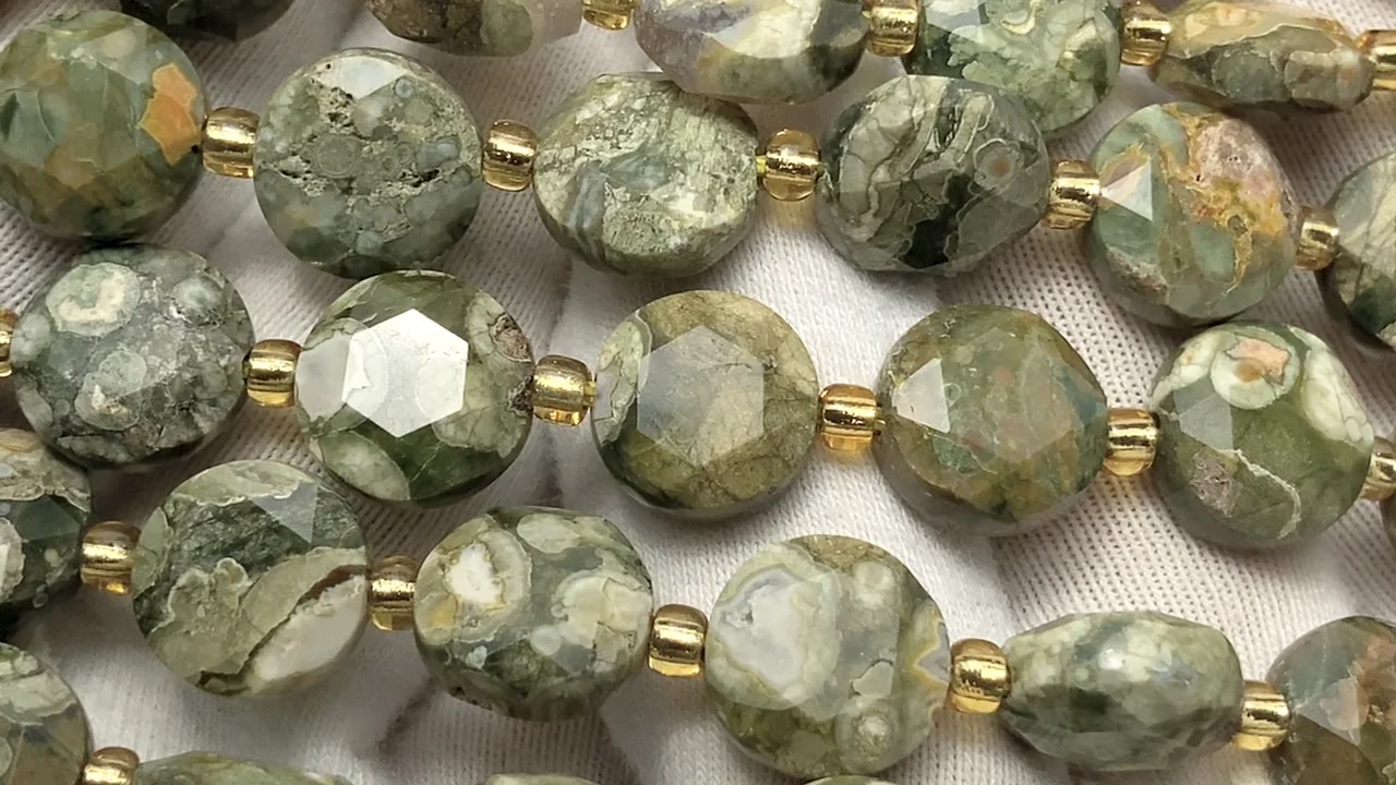 ライオライト 六芒星コインカット10×10×5mm 半連/1連｜天然石ビーズの