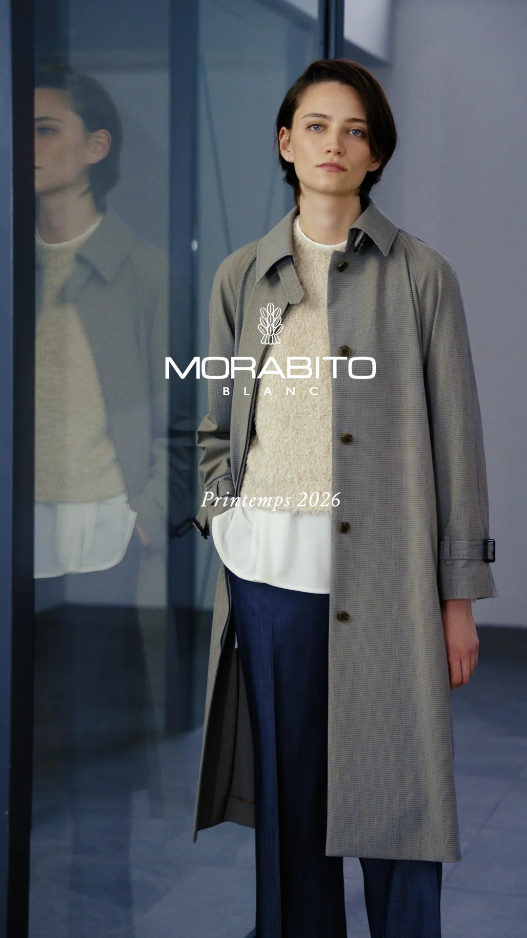 【超美品】MORABITO BLANC グレー系チェックロングコート カタログ掲載】ロイヤルチェック コート ｜ MORABITO BLANC（モラビト