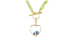 .60 ct. t.w. Multi-Gemstone Heart Charm in 18kt Gold Over Sterling
