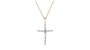 Diamond Cross Pendant Necklace in 18kt Gold Over Sterling
