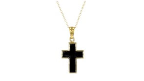 Onyx Cross Pendant Necklace in 18kt Gold Over Sterling