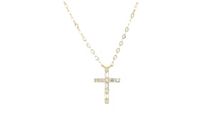 .13 ct. t.w. Lab-Grown Diamond Cross Necklace in 14kt Yellow Gold