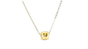 Italian 14kt Yellow Gold Heart Cutout Cube Necklace