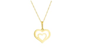 14kt Yellow Gold Double-Heart Pendant Necklace