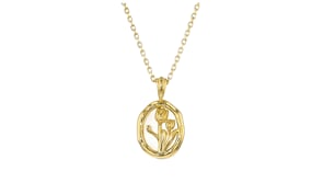 Mother-of-Pearl Tulip Pendant Necklace in 18kt Gold Over Sterling
