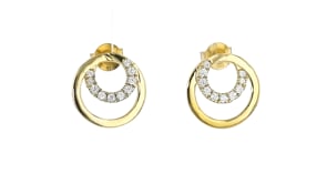 .30 ct. t.w. Lab-Grown Diamond Double-Circle Earrings in 18kt Gold Over Sterling