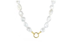 10-12mm Cultured Baroque Pearl Charm-Compatible Necklace with 18kt Gold Over Sterling