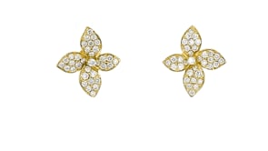 .75 ct. t.w. Lab-Grown Diamond Flower Earrings in 18kt Gold Over Sterling