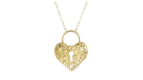 Italian 10kt Yellow Gold Ricami Heart Locket Necklace