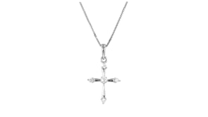 .12 ct. t.w. Lab-Grown Diamond Cross Pendant Necklace in Sterling Silver