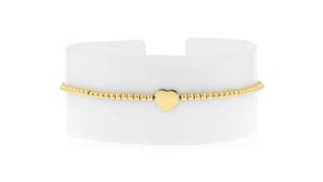 Italian 14kt Yellow Gold Personalized Heart Bead Bracelet