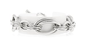 Italian Rhodium-Plated Oval-Link Toggle Bracelet